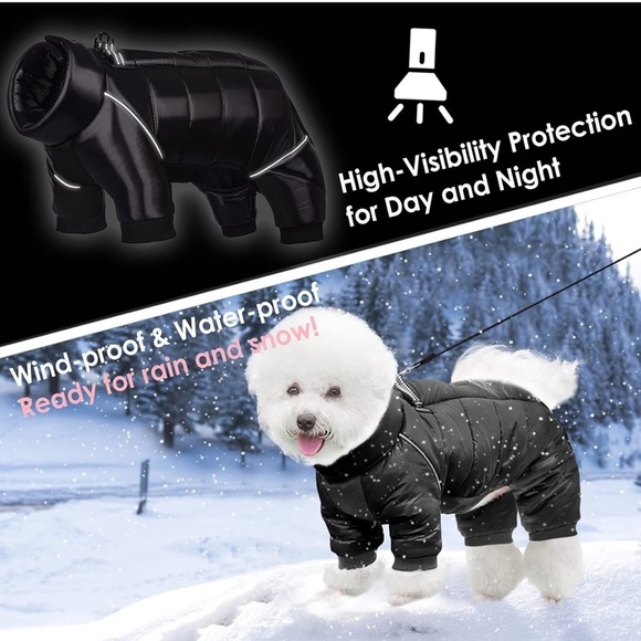 Black and Blue Dog Jacket puffer sweater Set - Picture 6 of 16